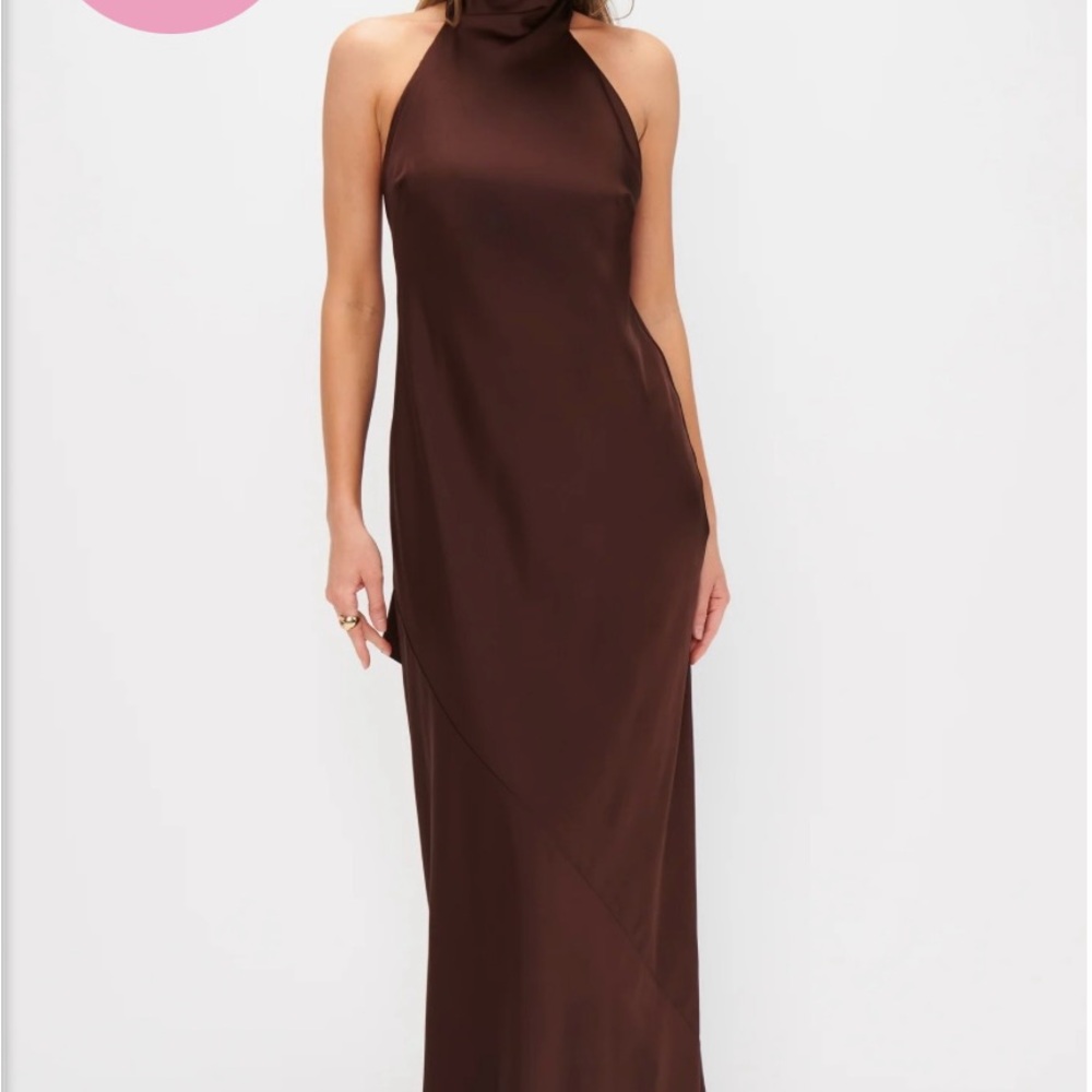 Show Me Your Miami Lisa Maxi Dress Chocolate Lux Satin